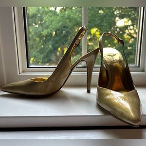 Gold slingback heels